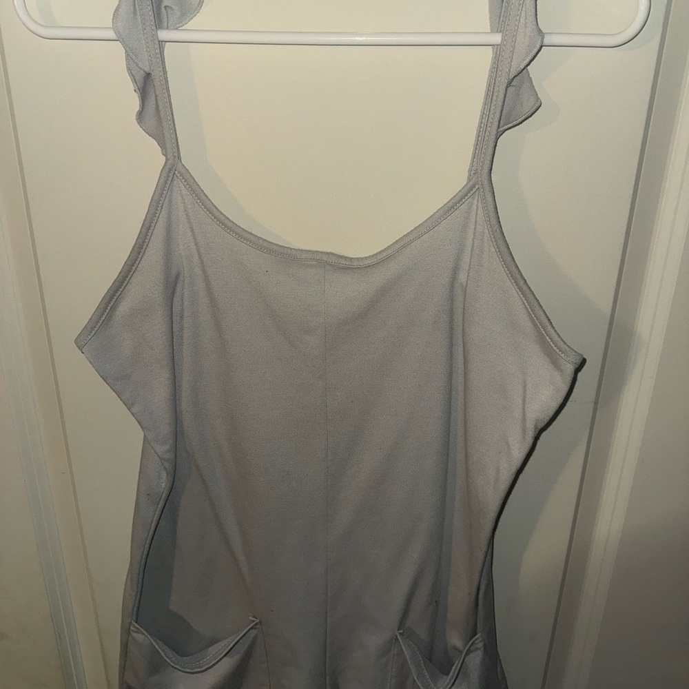 Gray/blue Romper with Ruffles